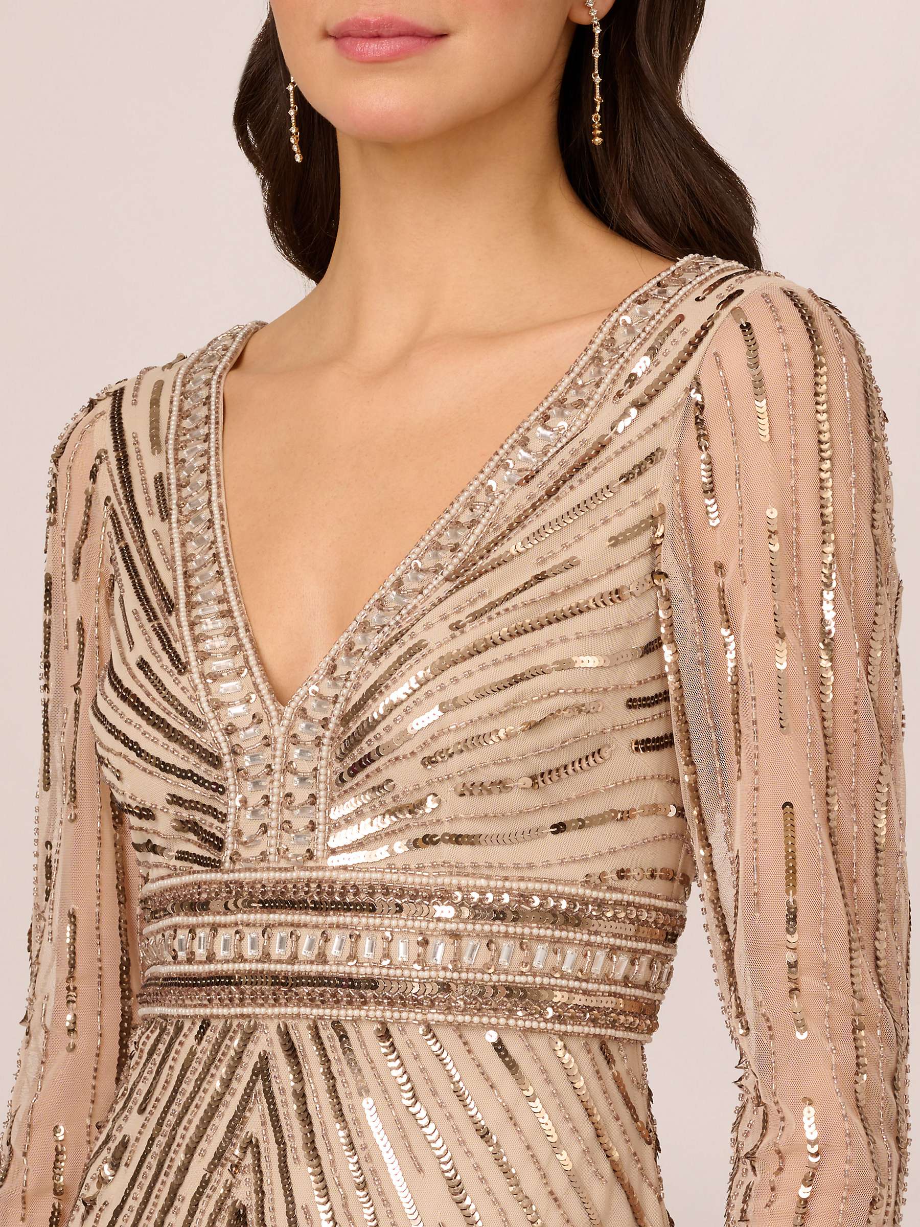 Buy Adrianna Papell Beaded Maxi Dress, Biscotti Online at johnlewis.com
