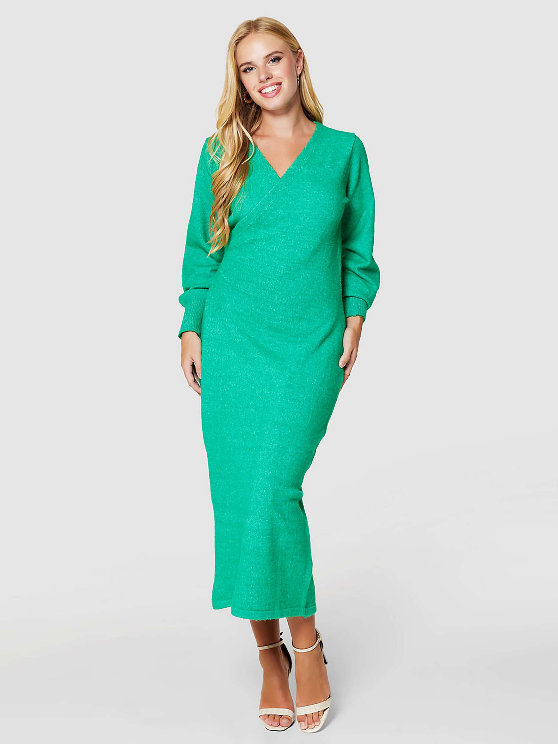 Buy Closet London Wrap Neck Jumper Dress, Green Online at johnlewis.com