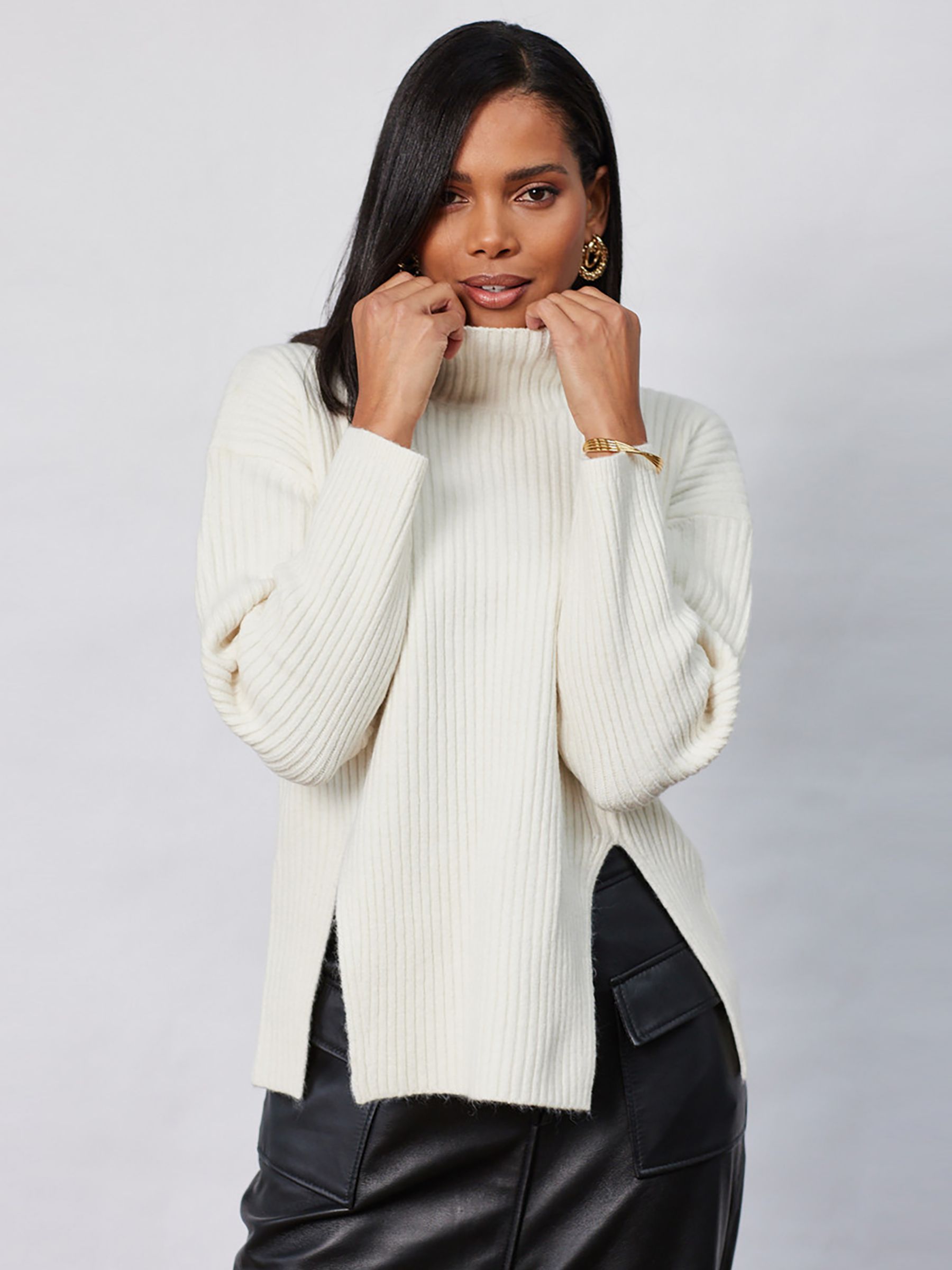 Closet London Ribbed Jumper, Ivory, S