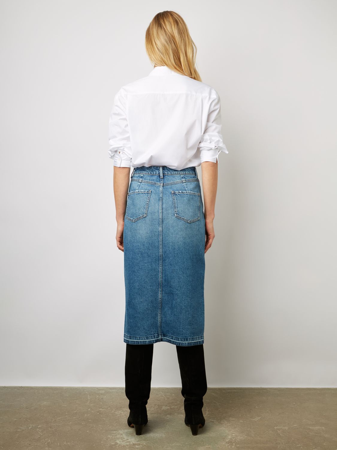 Buy Gerard Darel Deborra Denim Midi Skirt, Blue Online at johnlewis.com