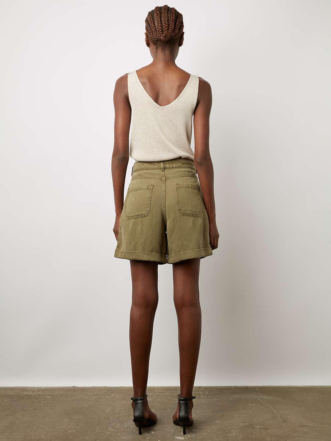 Buy Gerard Darel Catille Linen Blend Shorts, Khaki Green Online at johnlewis.com