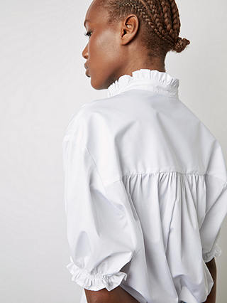 Gerard Darel Annyr Ruffle Detail Cotton Top, White