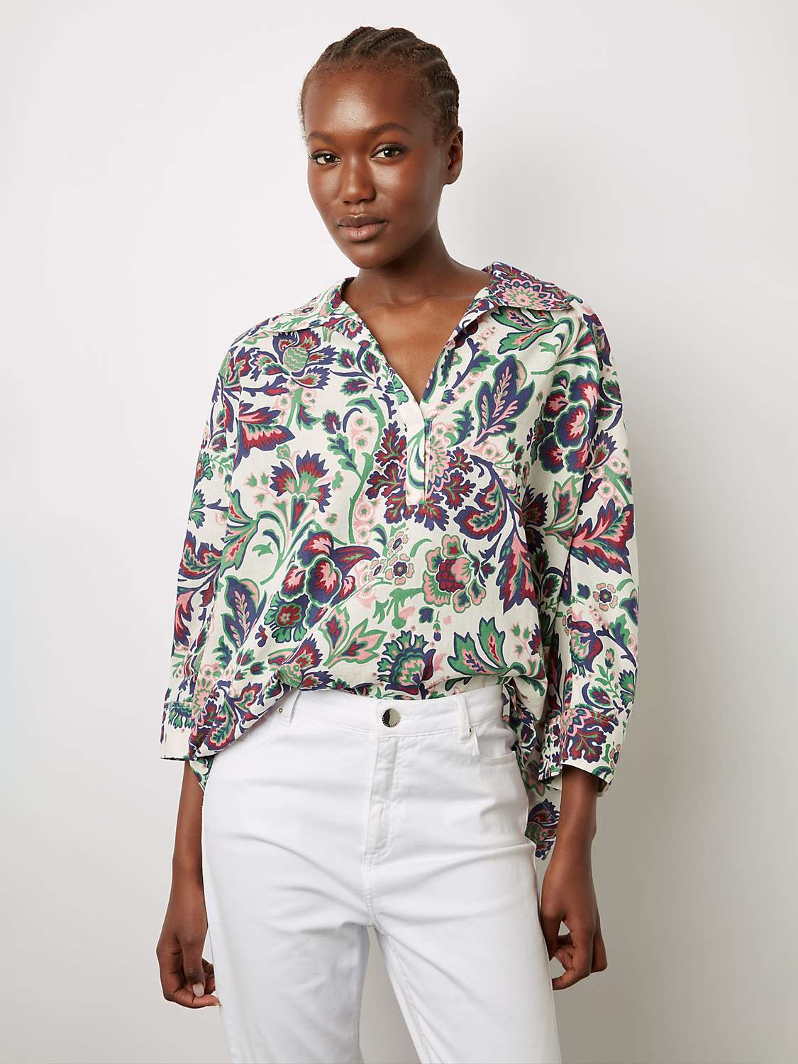 Buy Gerard Darel Ameniss Floral Print Cotton Top, Ecru/Multi Online at johnlewis.com
