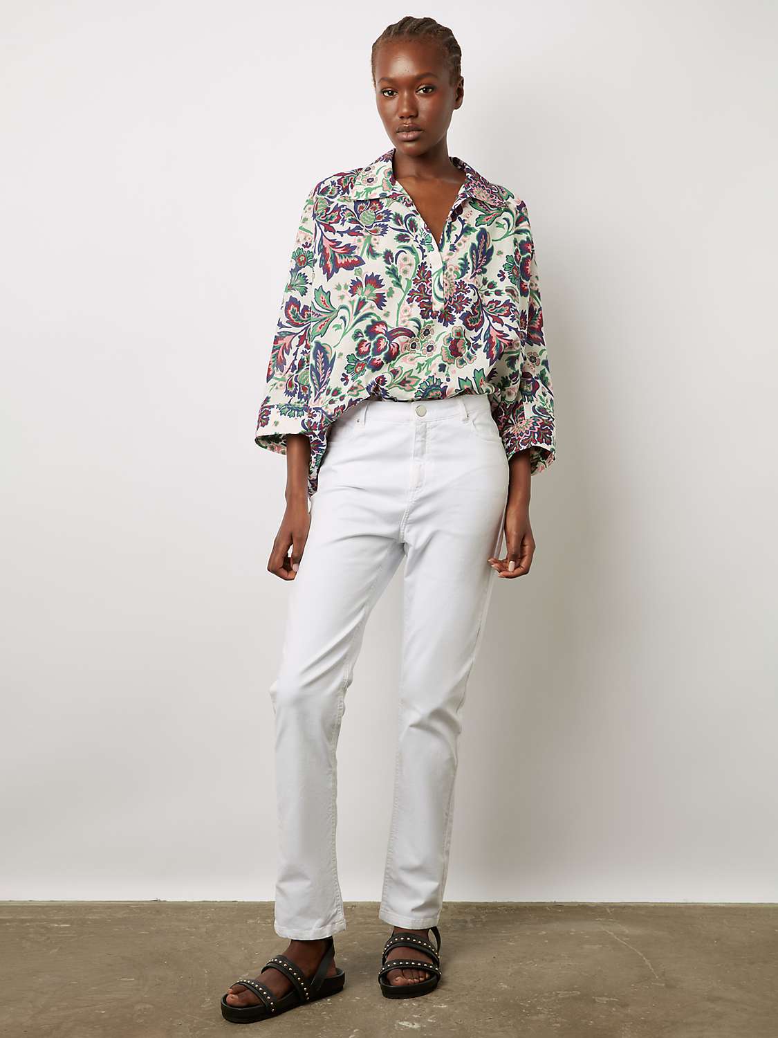 Buy Gerard Darel Ameniss Floral Print Cotton Top, Ecru/Multi Online at johnlewis.com