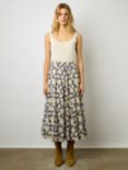 Gerard Darel Dorothy Cotton Floral Midi Skirt, Pink/Multi, Pink/Multi