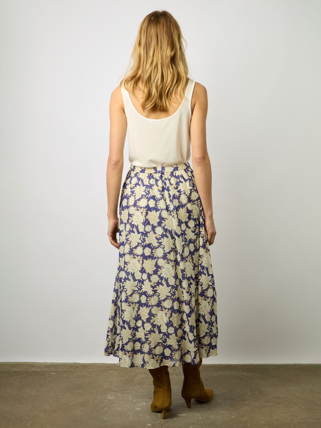 Buy Gerard Darel Dorothy Cotton Floral Midi Skirt, Pink/Multi Online at johnlewis.com