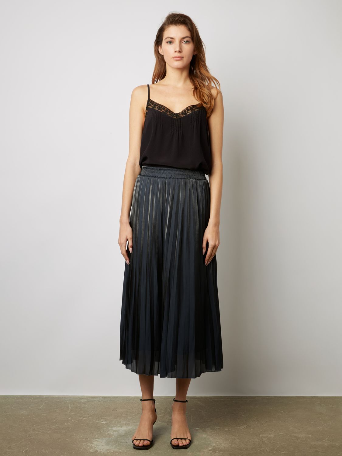 Buy Gerard Darel Dekra Pleated Midi Skirt, Navy Online at johnlewis.com