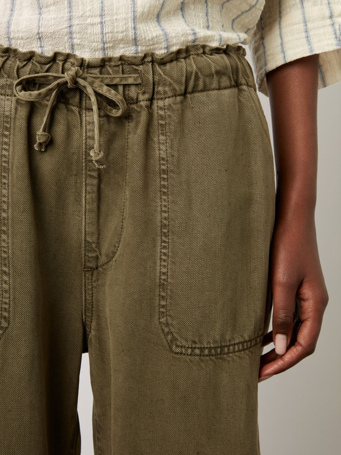 Gerard Darel Colombe Linen Blend Jeans, Khaki Green, 10