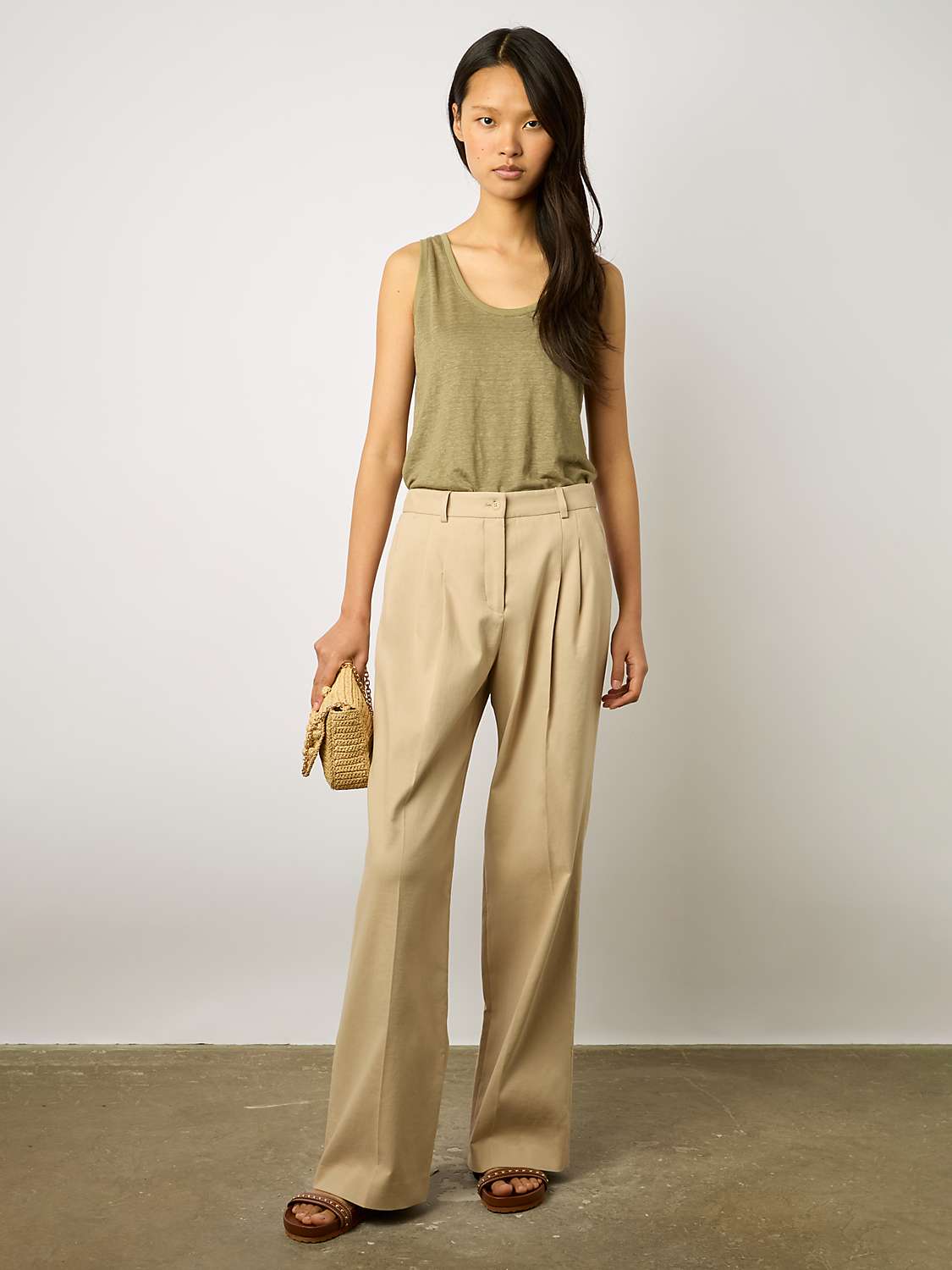 Buy Gerard Darel Cecilia Cotton Blend Trousers, Sand Online at johnlewis.com