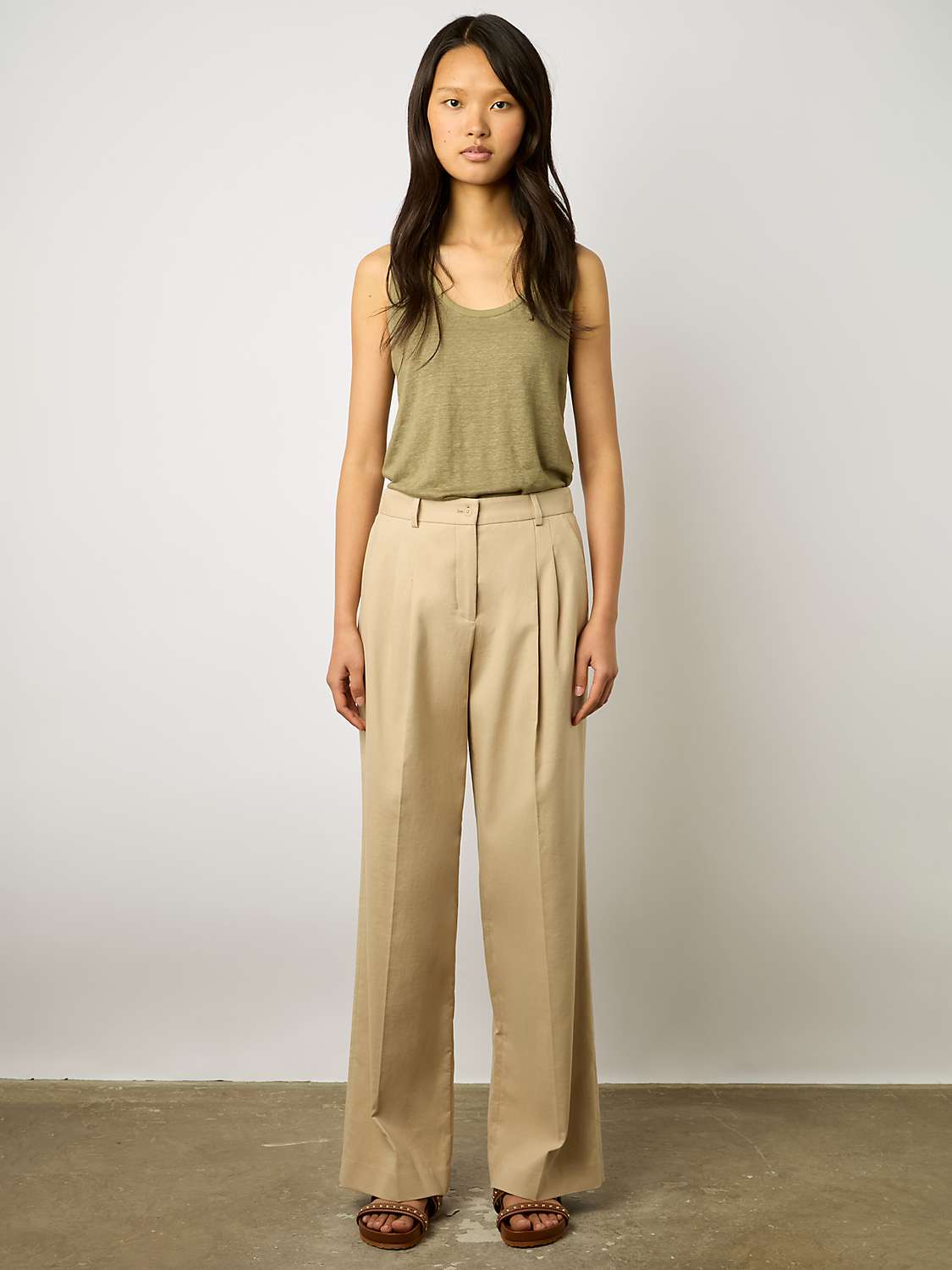 Buy Gerard Darel Cecilia Cotton Blend Trousers, Sand Online at johnlewis.com