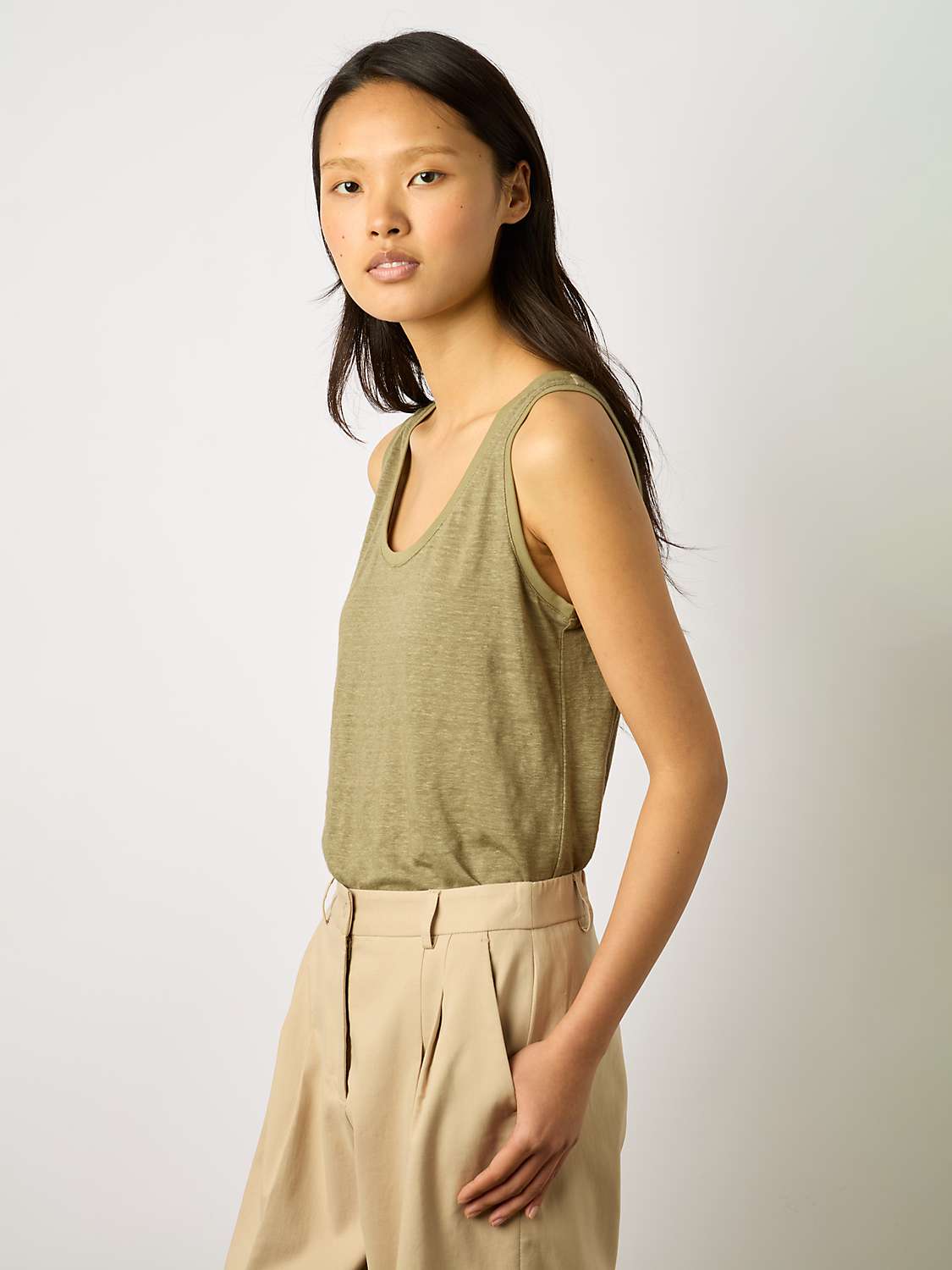 Buy Gerard Darel Cecilia Cotton Blend Trousers, Sand Online at johnlewis.com