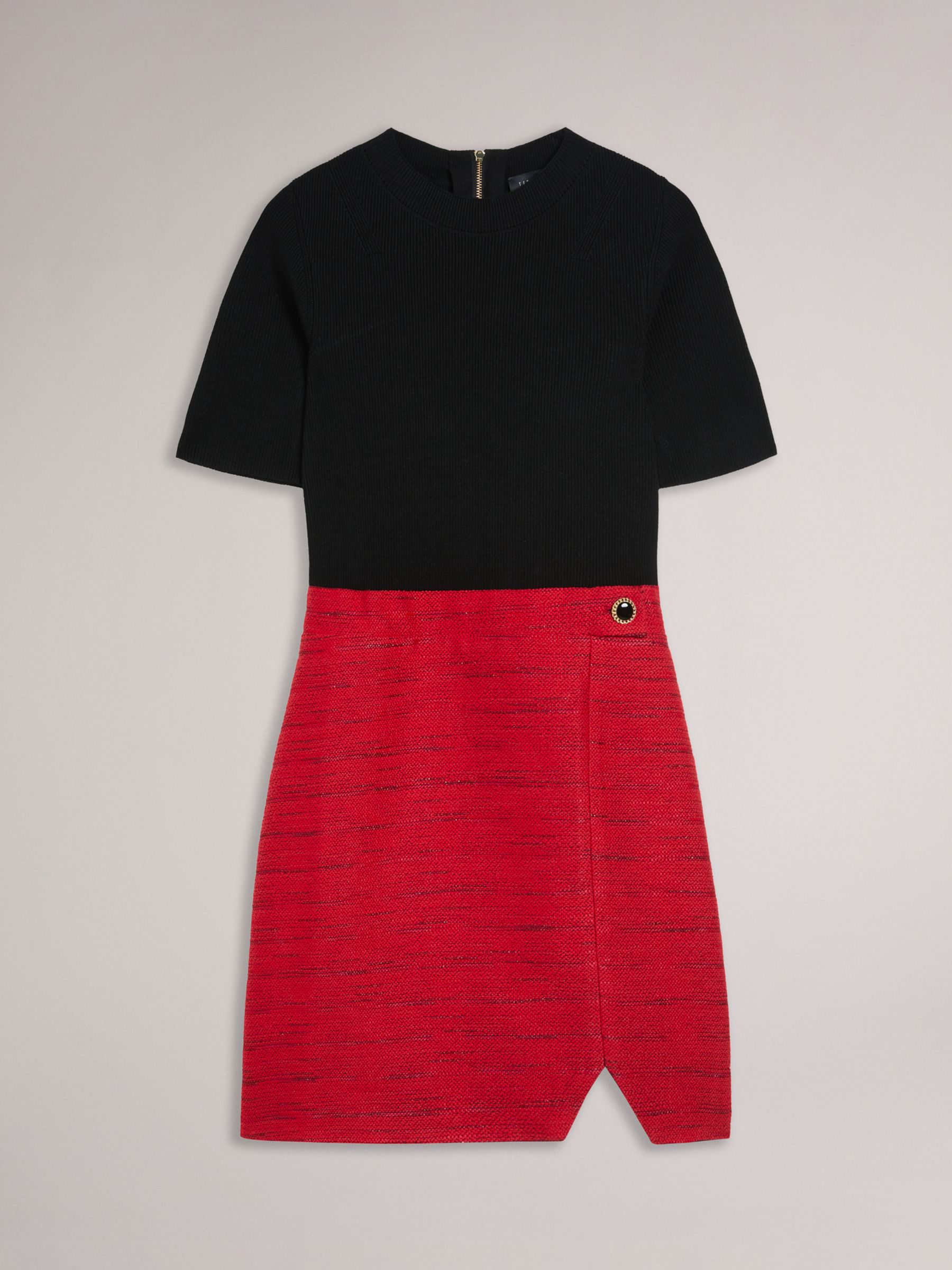 Ted Baker Illusion Mini Dress, Black/Red, 10