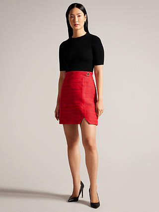 Ted Baker Illusion Mini Dress, Black/Red