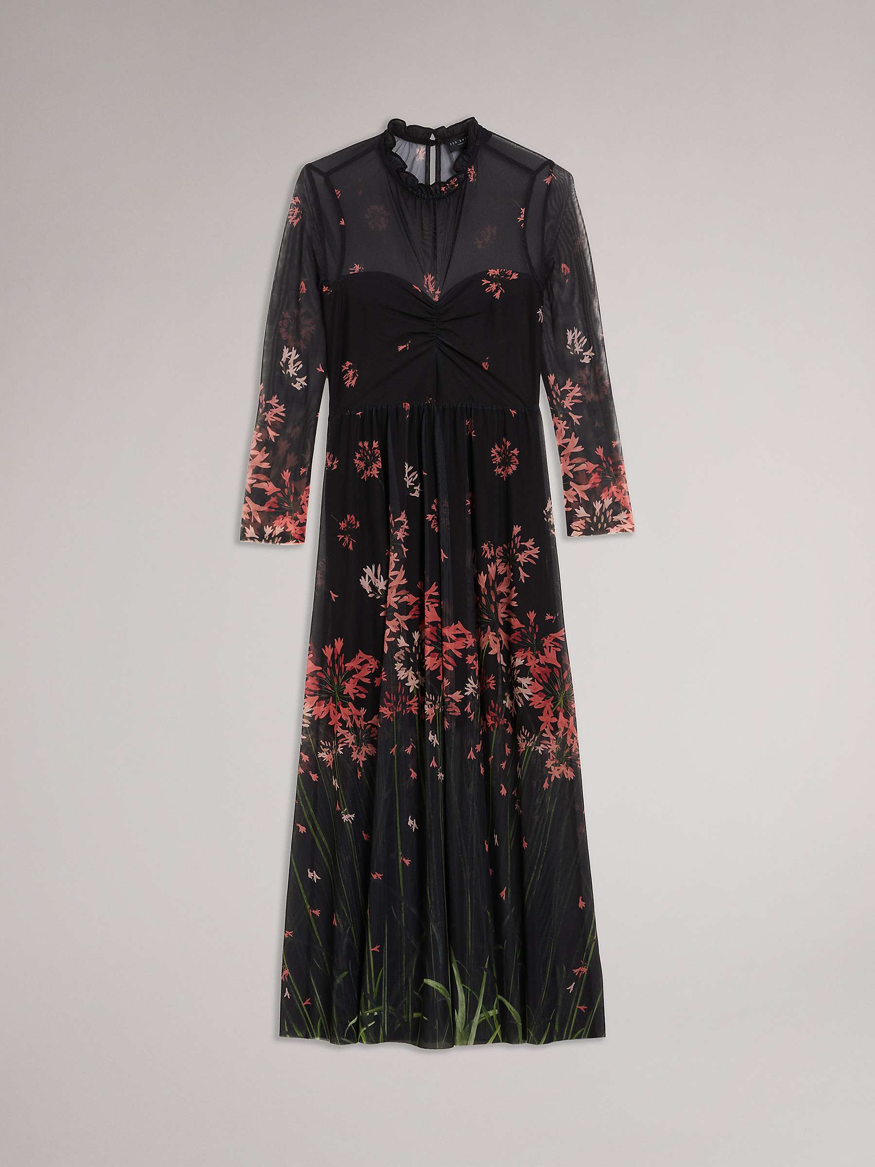 Buy Ted Baker Susenaa Floral Print Mesh Midi Dress, Black/Multi Online at johnlewis.com