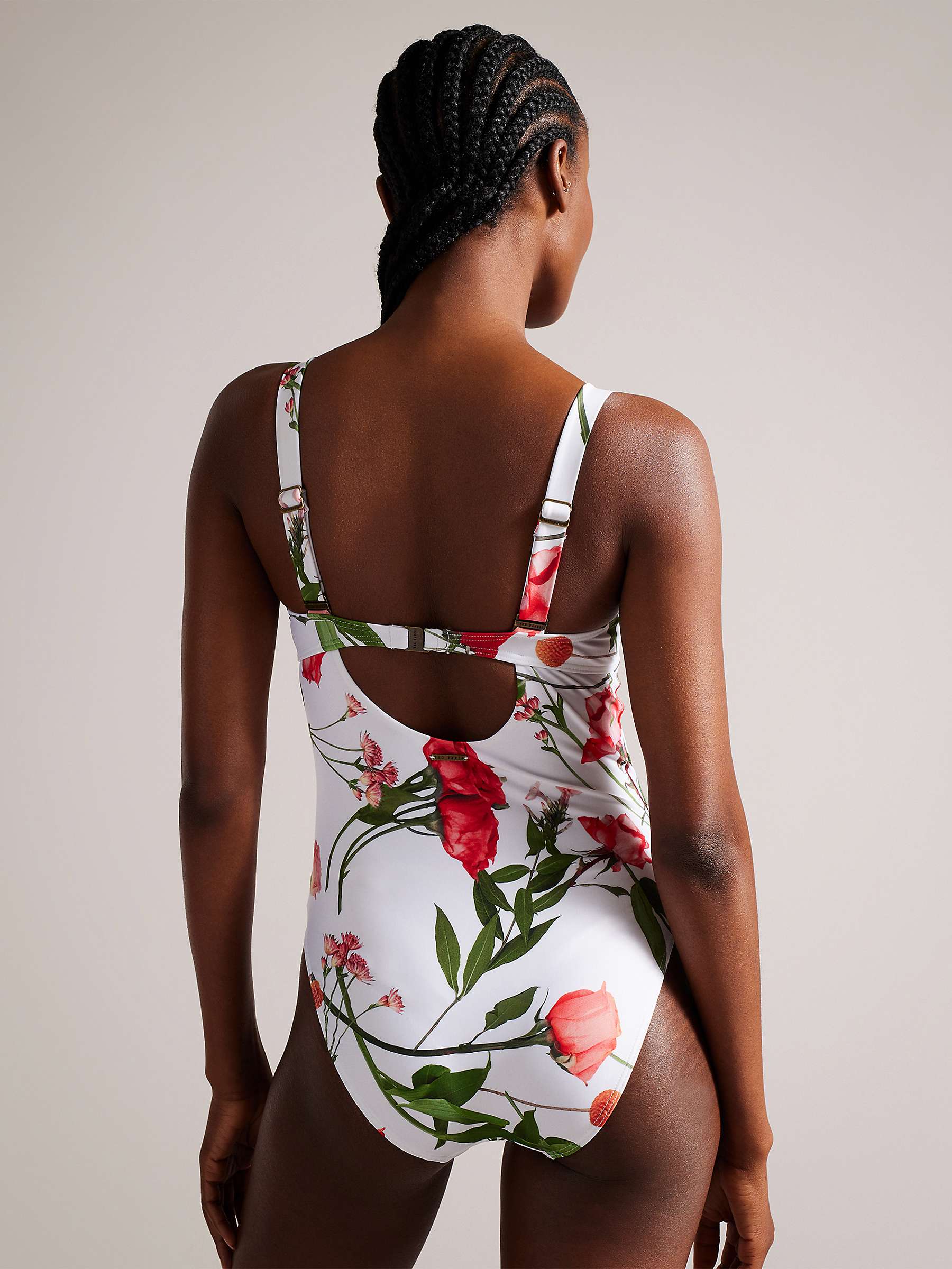 Buy Ted Baker Laranaa Floral Print Swimsuit, White/Multi Online at johnlewis.com