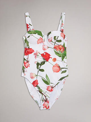 Ted Baker Laranaa Floral Print Swimsuit, White/Multi