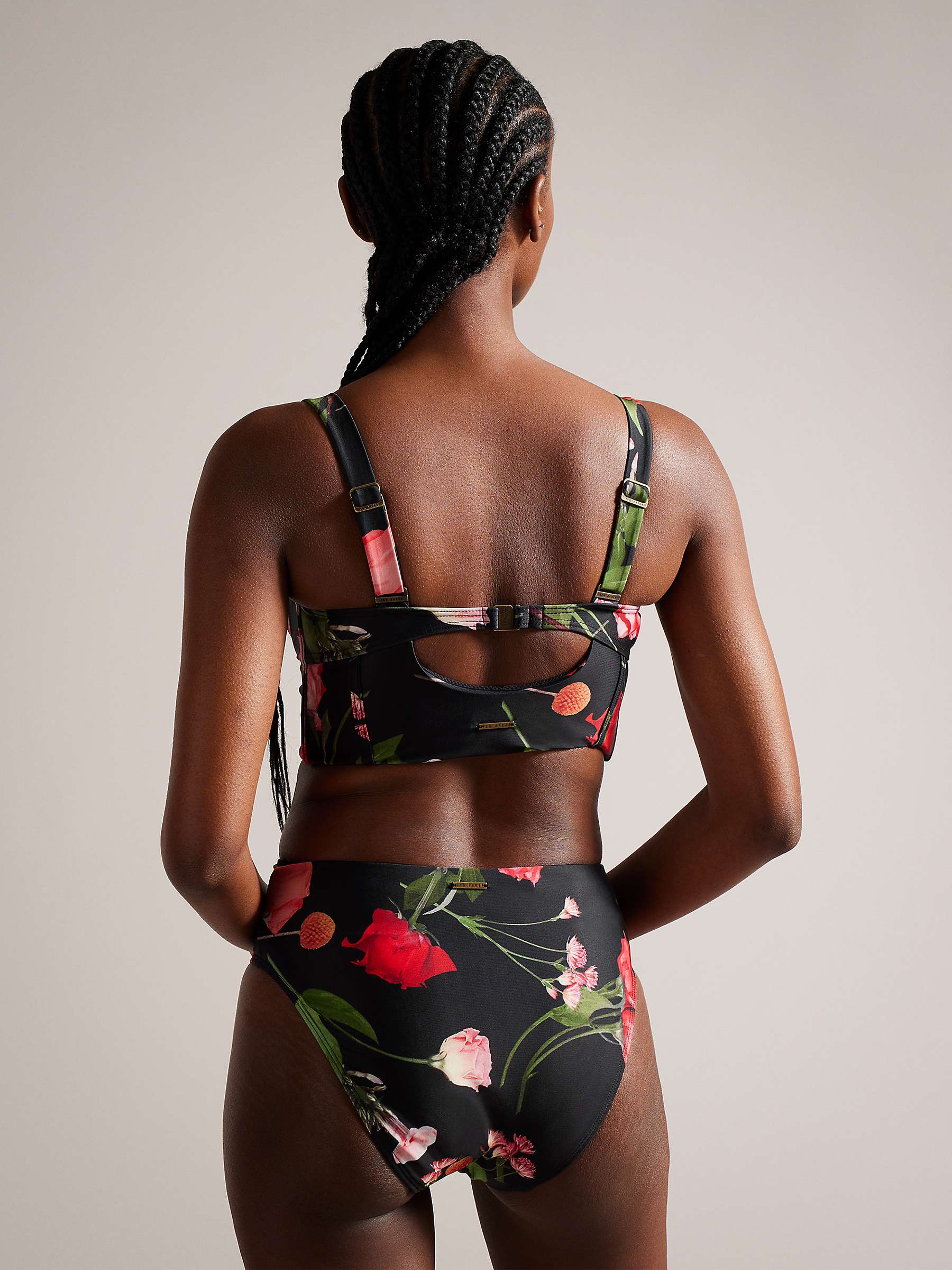 Buy Ted Baker Lusiye Printed Longline Bikini Top, Black/Multi Online at johnlewis.com