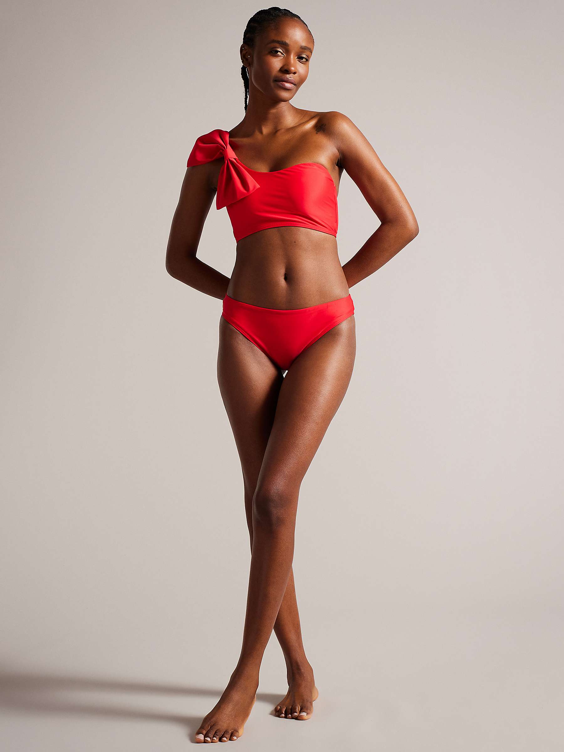 Buy Ted Baker Liennaa One Shoulder Bow Bikini Top, Red Online at johnlewis.com