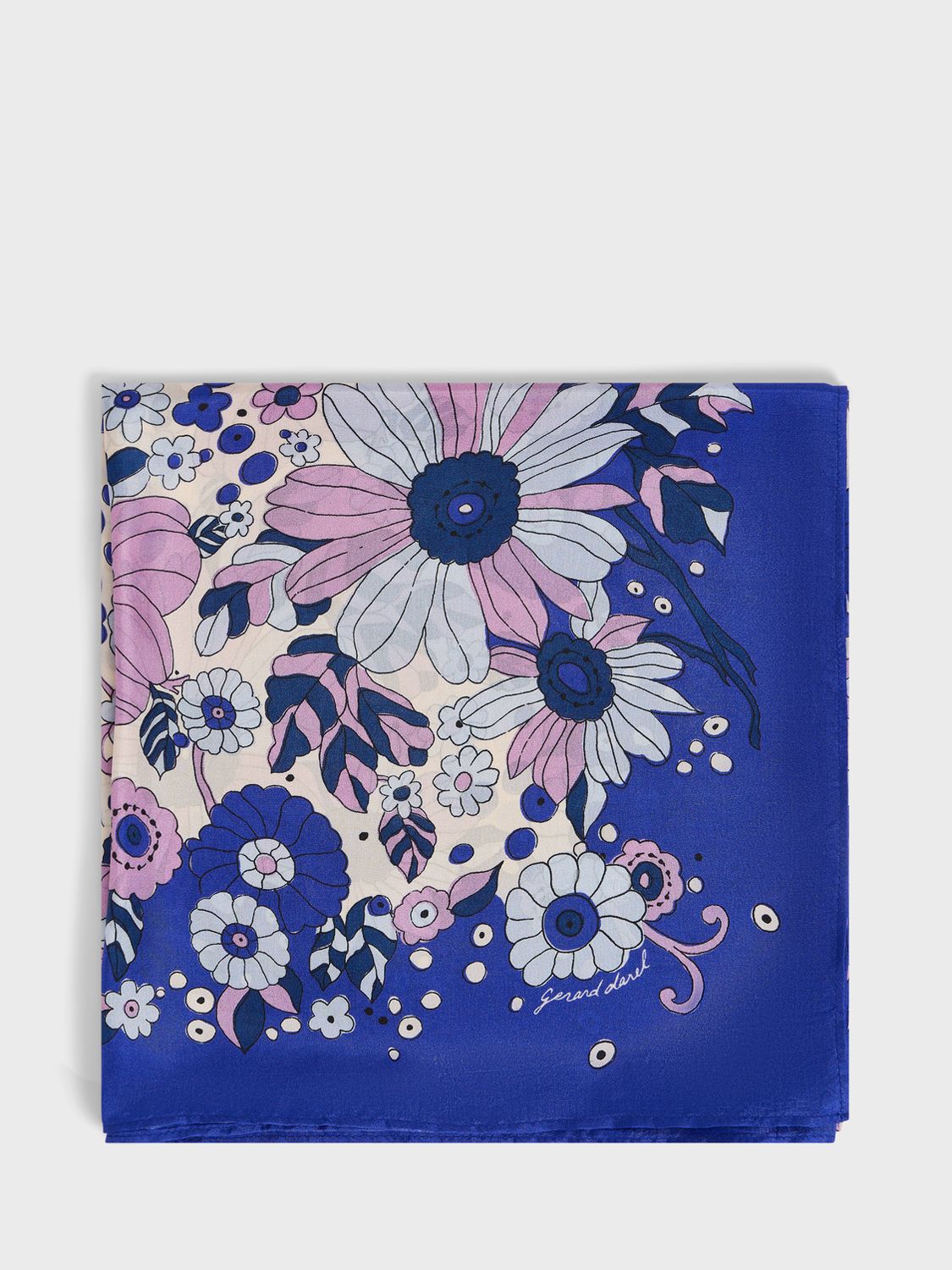 Gerard Darel Paola Floral Print Square Silk Scarf, Blue/Multi at John ...