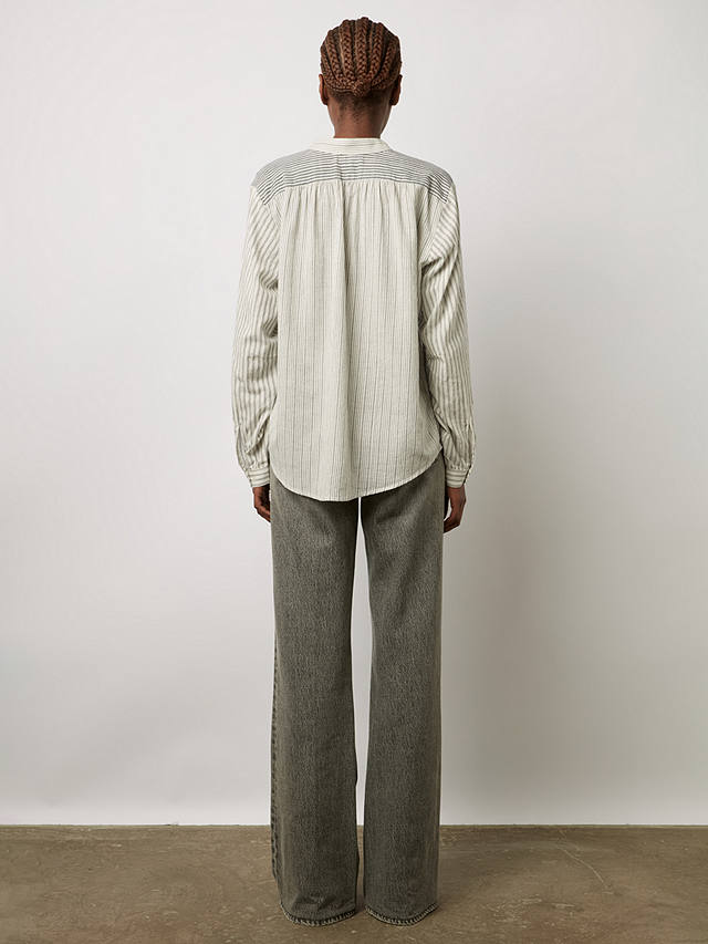 Gerard Darel Ambre Striped Cotton Blouse, Ecru/Grey