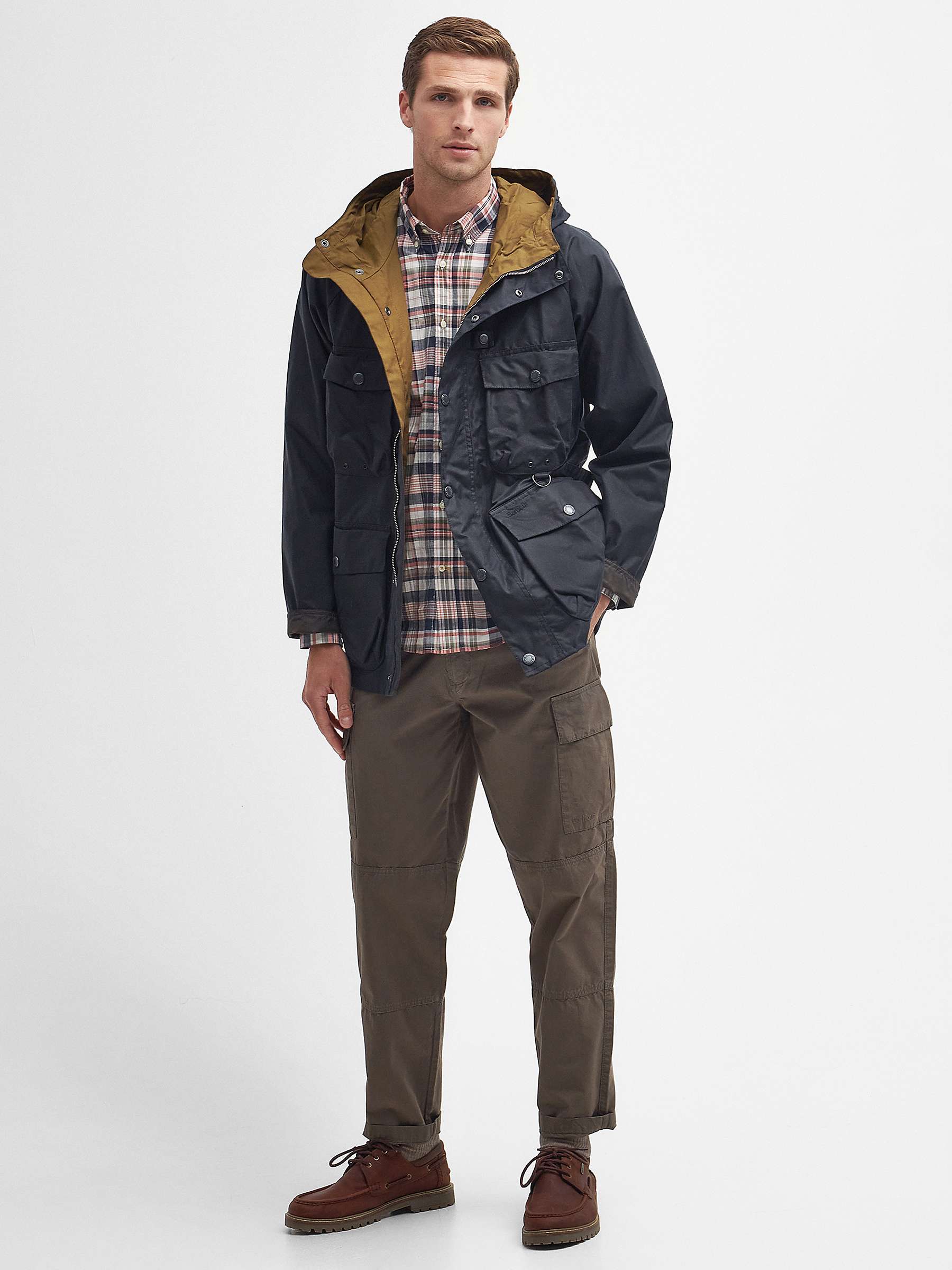 Buy Barbour Tarn Utility Waxed Jacket, Navy Online at johnlewis.com