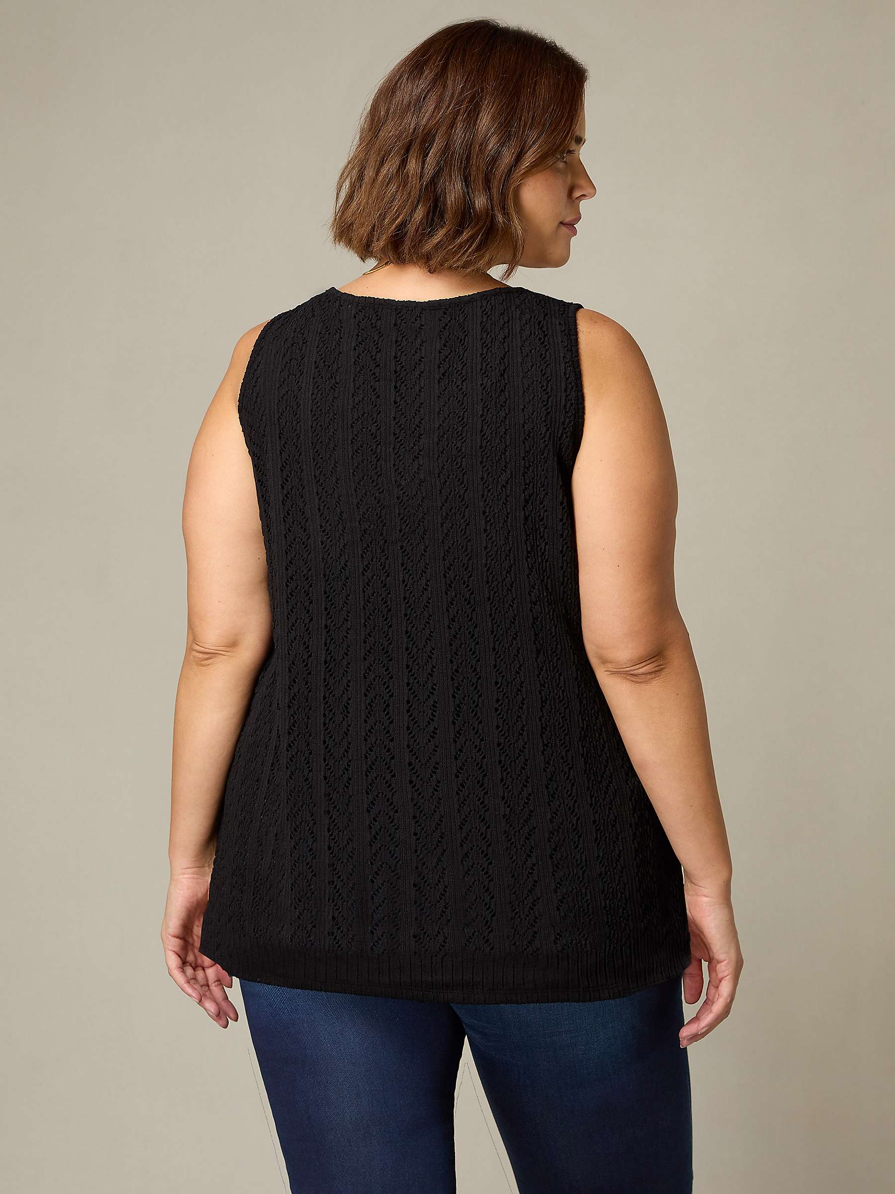 Buy Live Unlimited Curve Crochet Knit Vest, Black Online at johnlewis.com