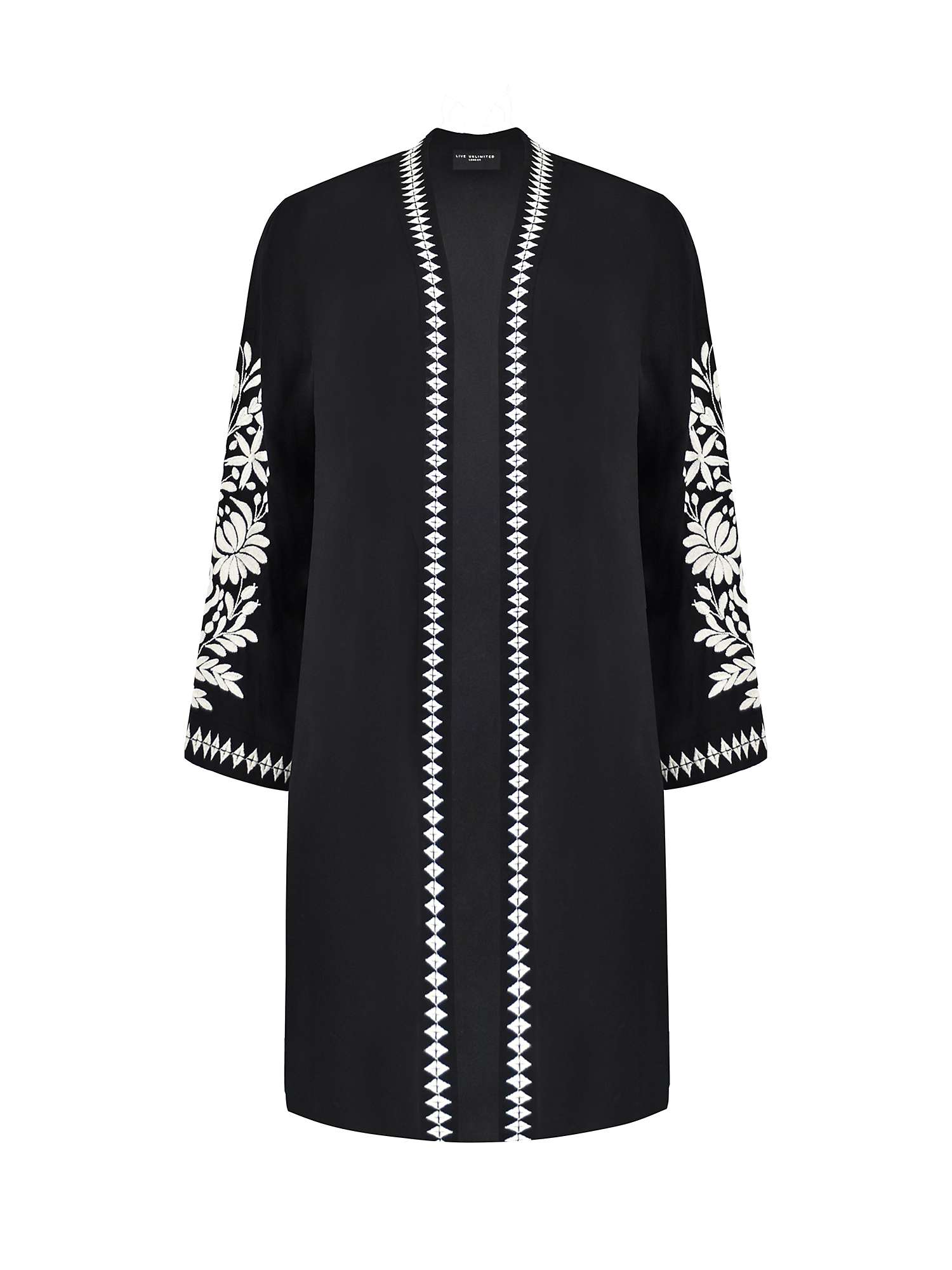 Buy Live Unlimited Curve Embroidered Kimono, Black Online at johnlewis.com