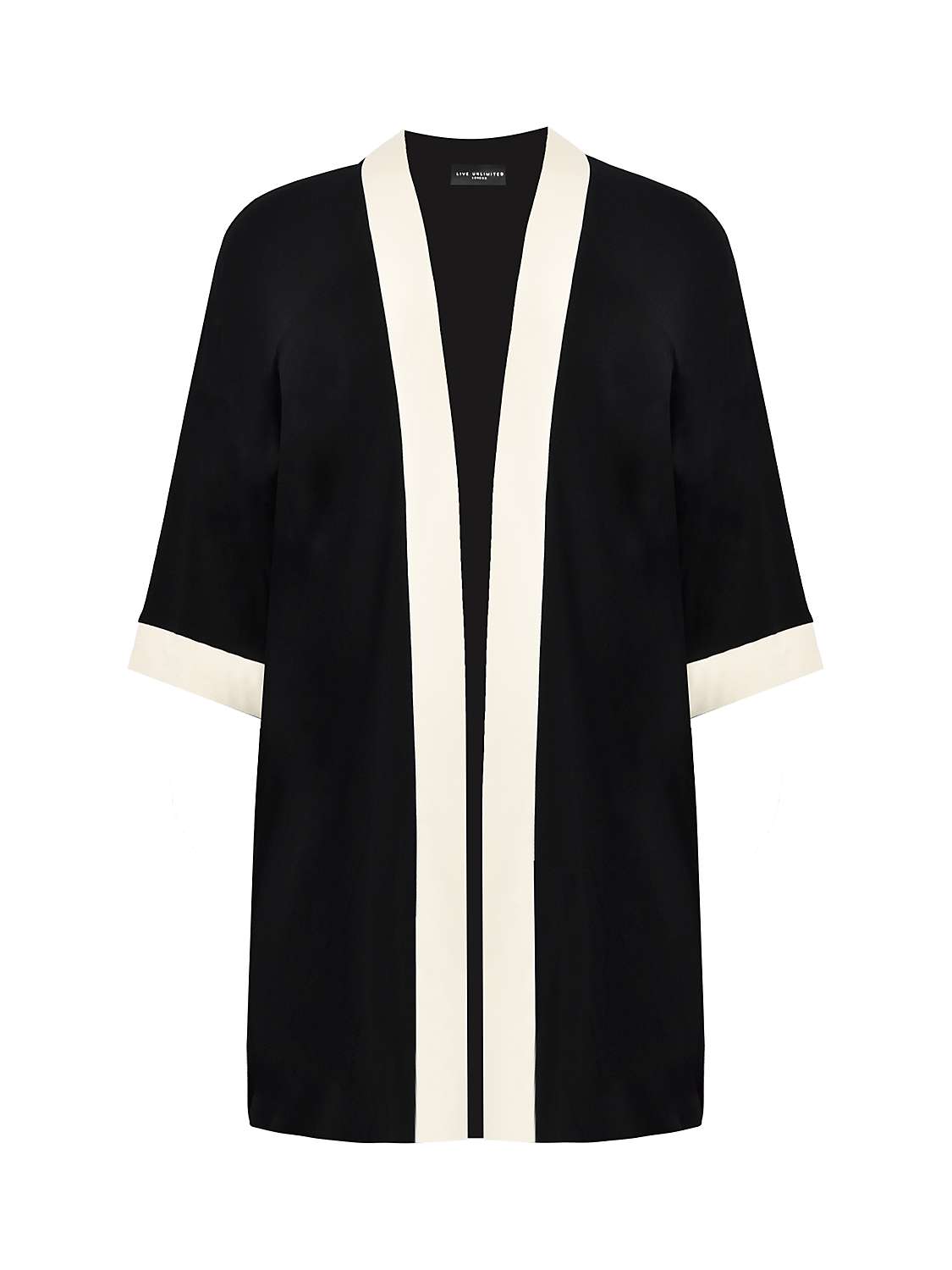 Buy Live Unlimited Curve Jersey Contrast Band Kimono, Black/White Online at johnlewis.com