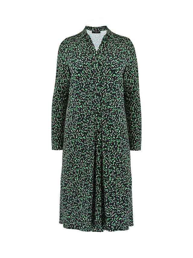 Live Unlimited Curve Petite Spot Print Jersey Relaxed Shirt Dress, Green/Multi