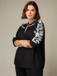 Live Unlimited Curve Relaxed Embroidered Blouse, Black