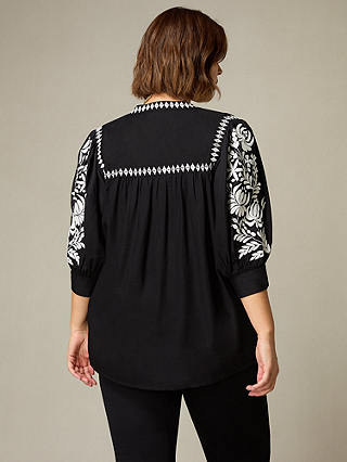 Live Unlimited Curve Relaxed Embroidered Blouse, Black