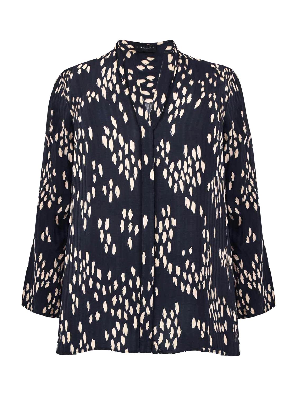 Live Unlimited Curve Dash Print Flute Sleeve Blouse, Natural/Black