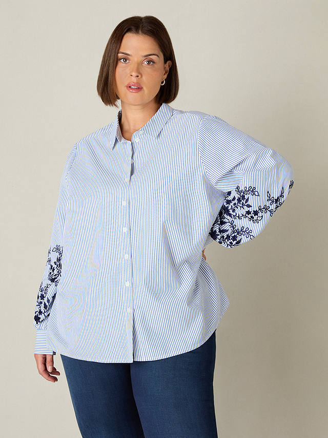 Live Unlimited Curve Stripe Embroidered Shirt, Blue