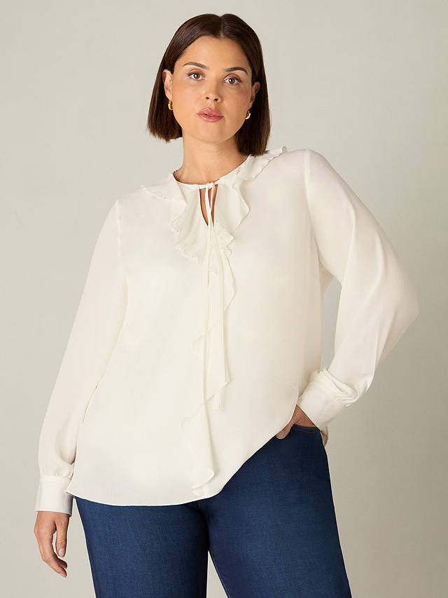 Live Unlimited Curve Ruffle Front Top, Ivory