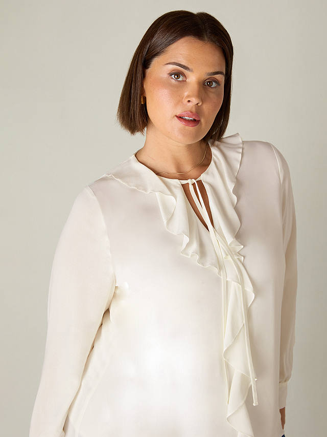 Live Unlimited Curve Ruffle Front Top, Ivory