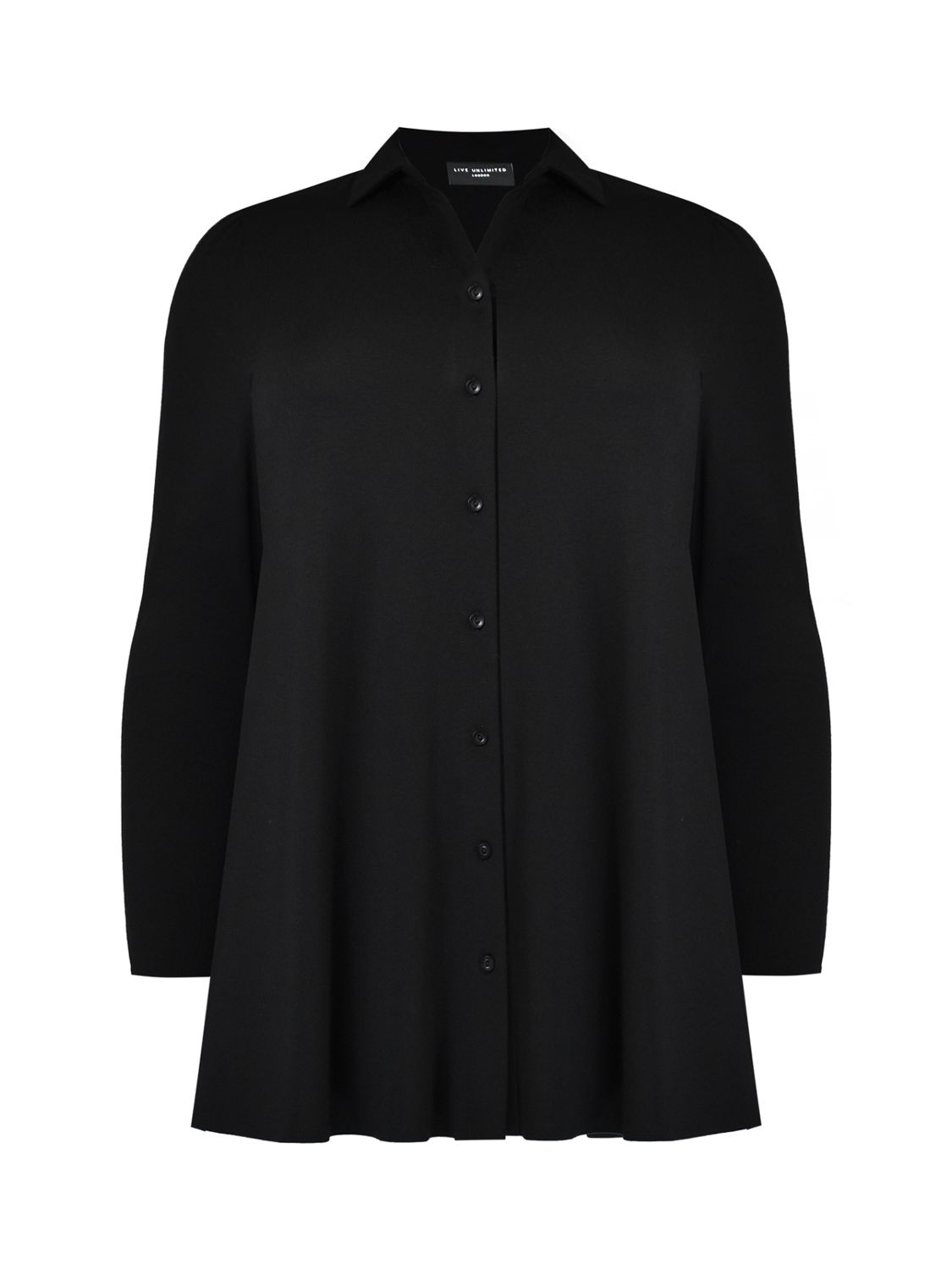 Live Unlimited Curve Jersey Long Sleeve Shirt, Black at John Lewis ...