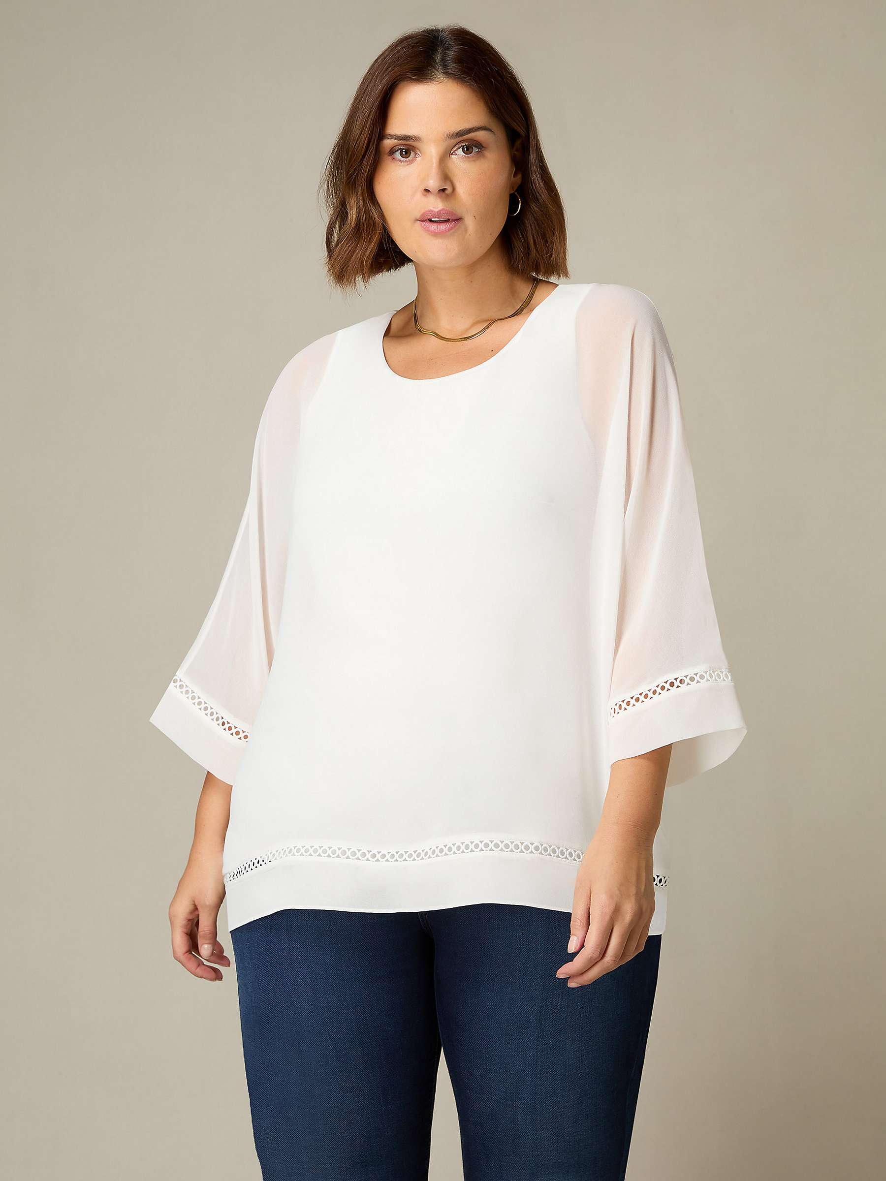Buy Live Unlimited Curve Chiffon Trim Overlay Top, Ivory Online at johnlewis.com