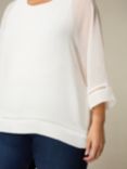 Live Unlimited Curve Chiffon Trim Overlay Top, Ivory