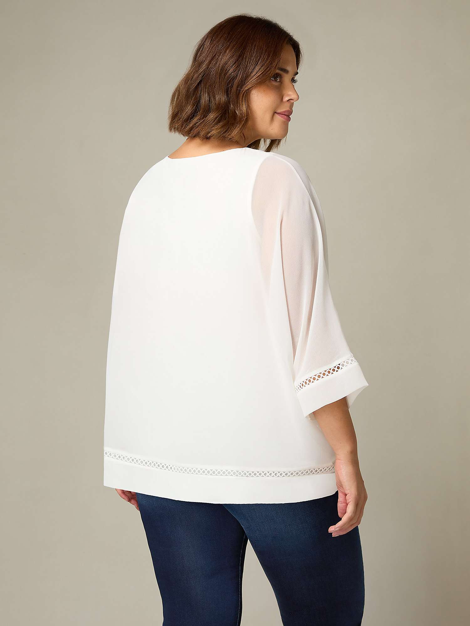 Buy Live Unlimited Curve Chiffon Trim Overlay Top, Ivory Online at johnlewis.com