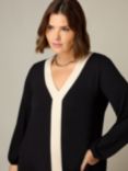 Live Unlimited Curve Contrast Placket Top, Black