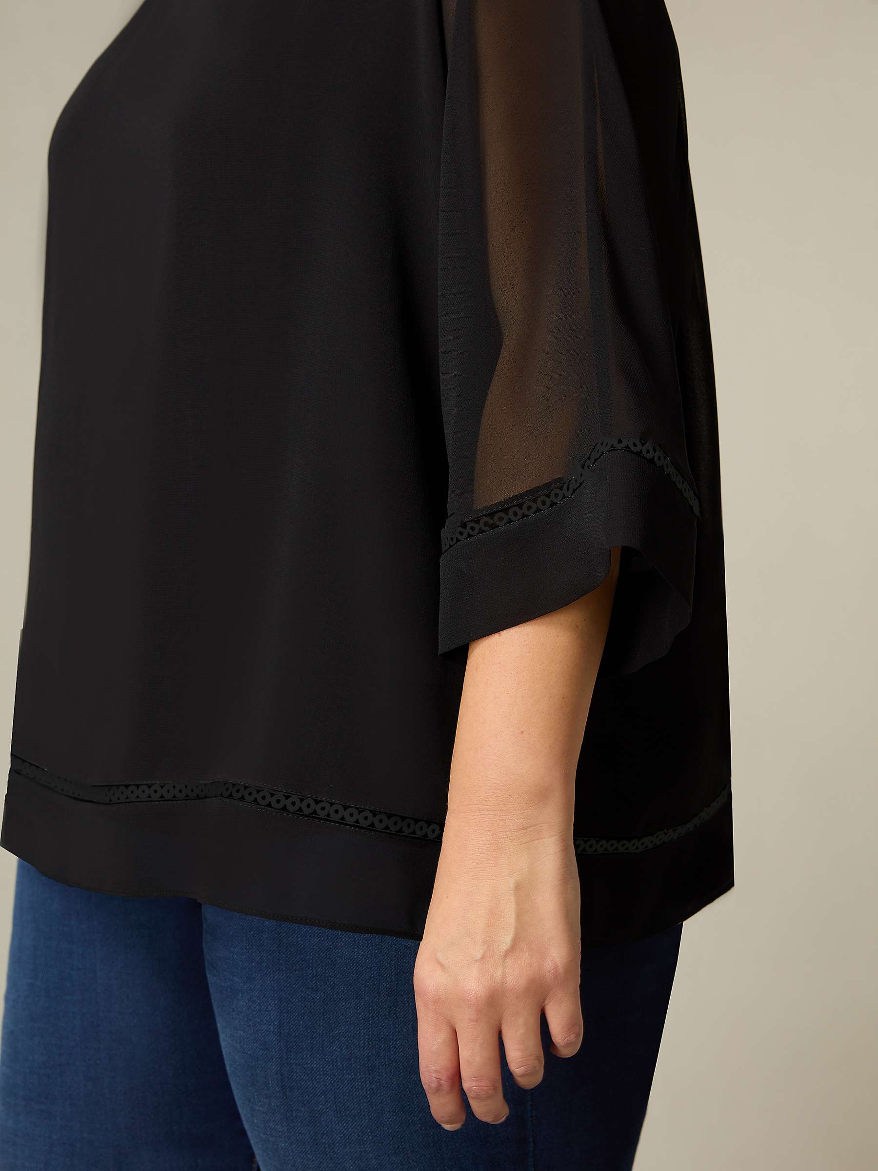 Buy Live Unlimited Curve Chiffon Trim Insert Overlay Top, Black Online at johnlewis.com