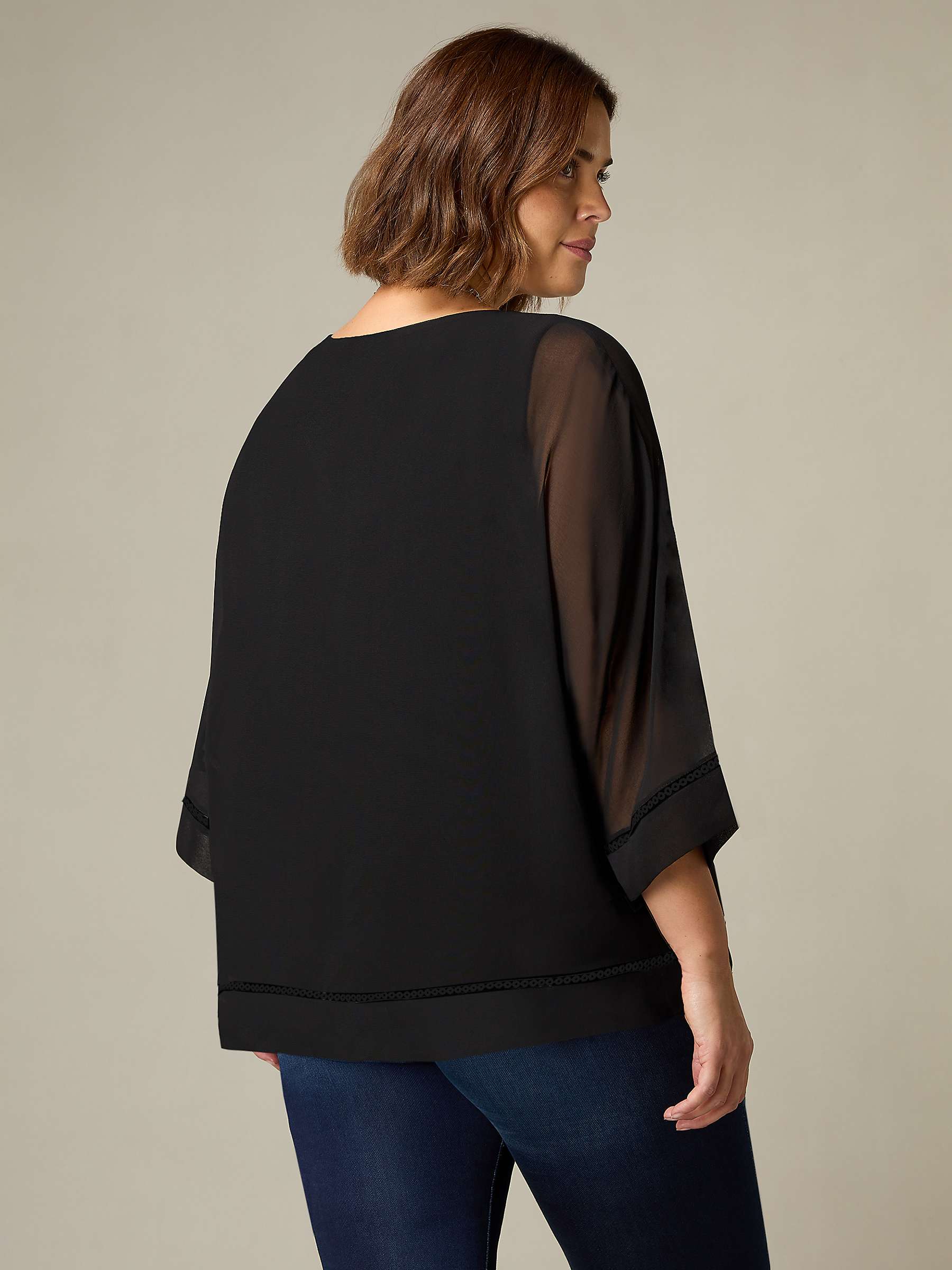 Buy Live Unlimited Curve Chiffon Trim Insert Overlay Top, Black Online at johnlewis.com