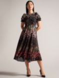 Ted Baker Zahrria Floral Print High Low Hem Midi Dress, BlackMulti