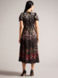 Ted Baker Zahrria Floral Print High Low Hem Midi Dress, BlackMulti