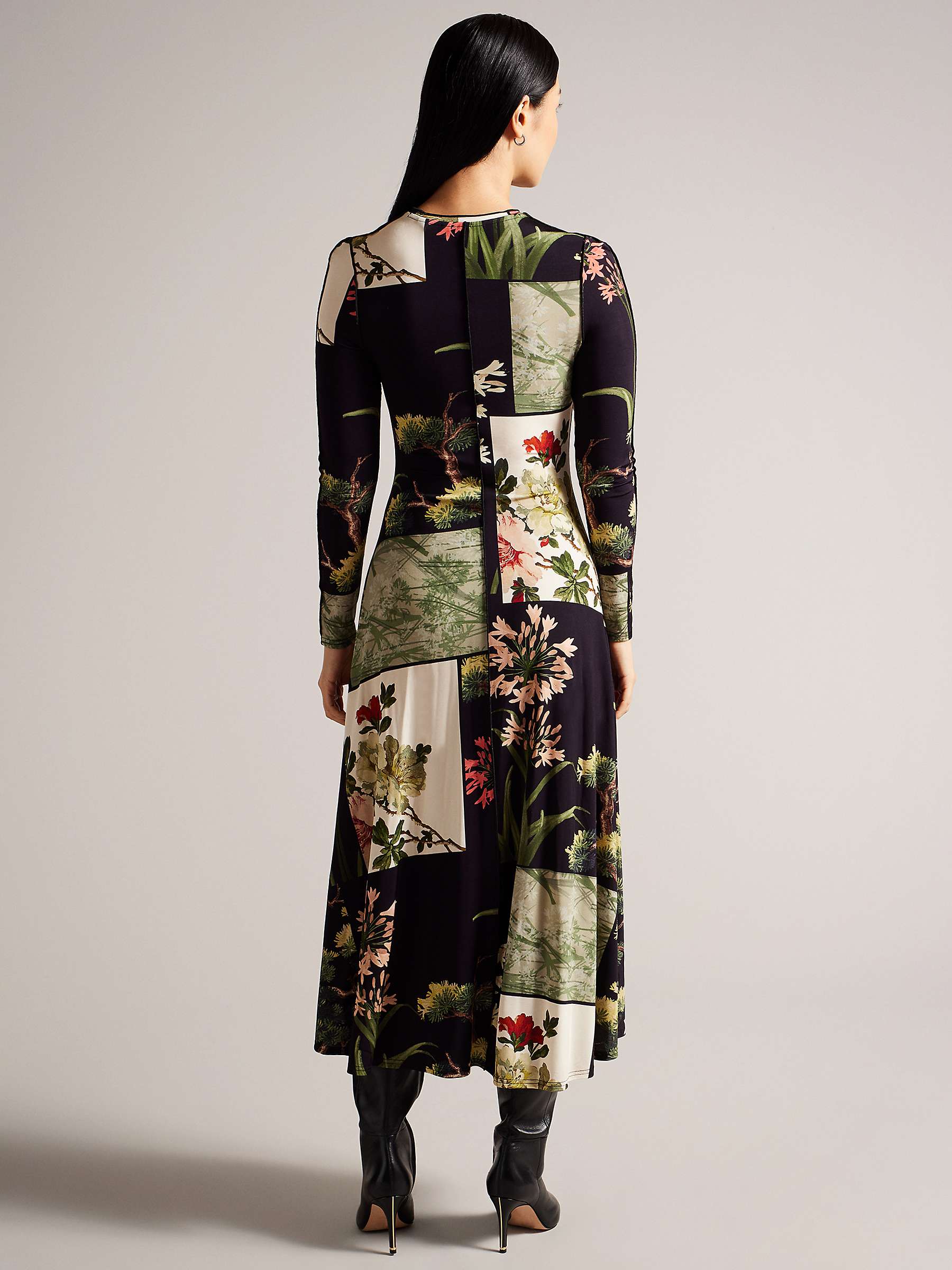Buy Ted Baker Gretiaa Graphic Floral Midi Dress, Black/Multi Online at johnlewis.com