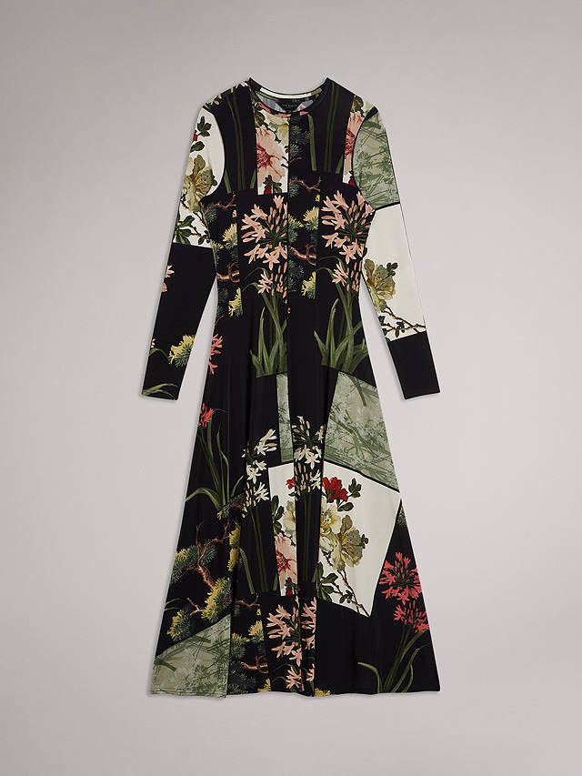 Ted Baker Gretiaa Graphic Floral Midi Dress, Black/Multi