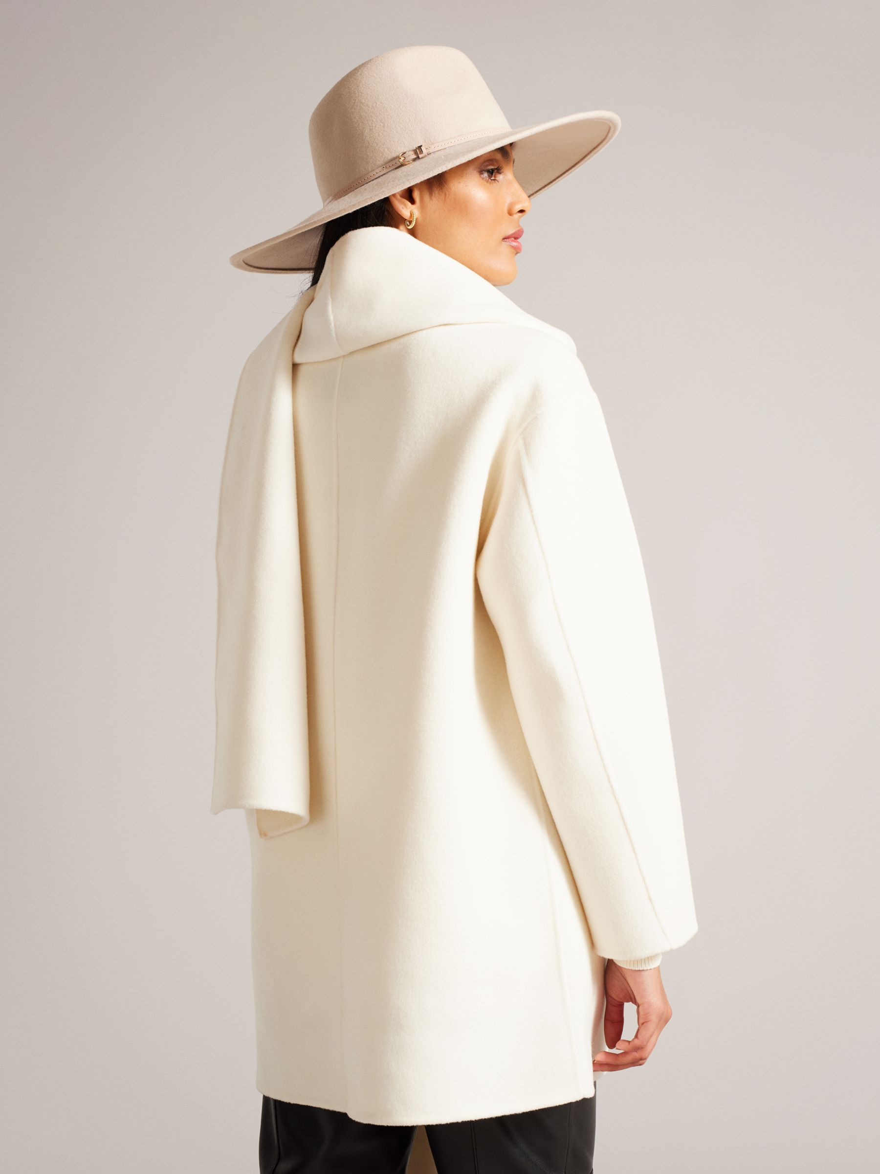 Buy Ted Baker Skylorr Scarf Detail Wool Blend Coat, Ivory Online at johnlewis.com
