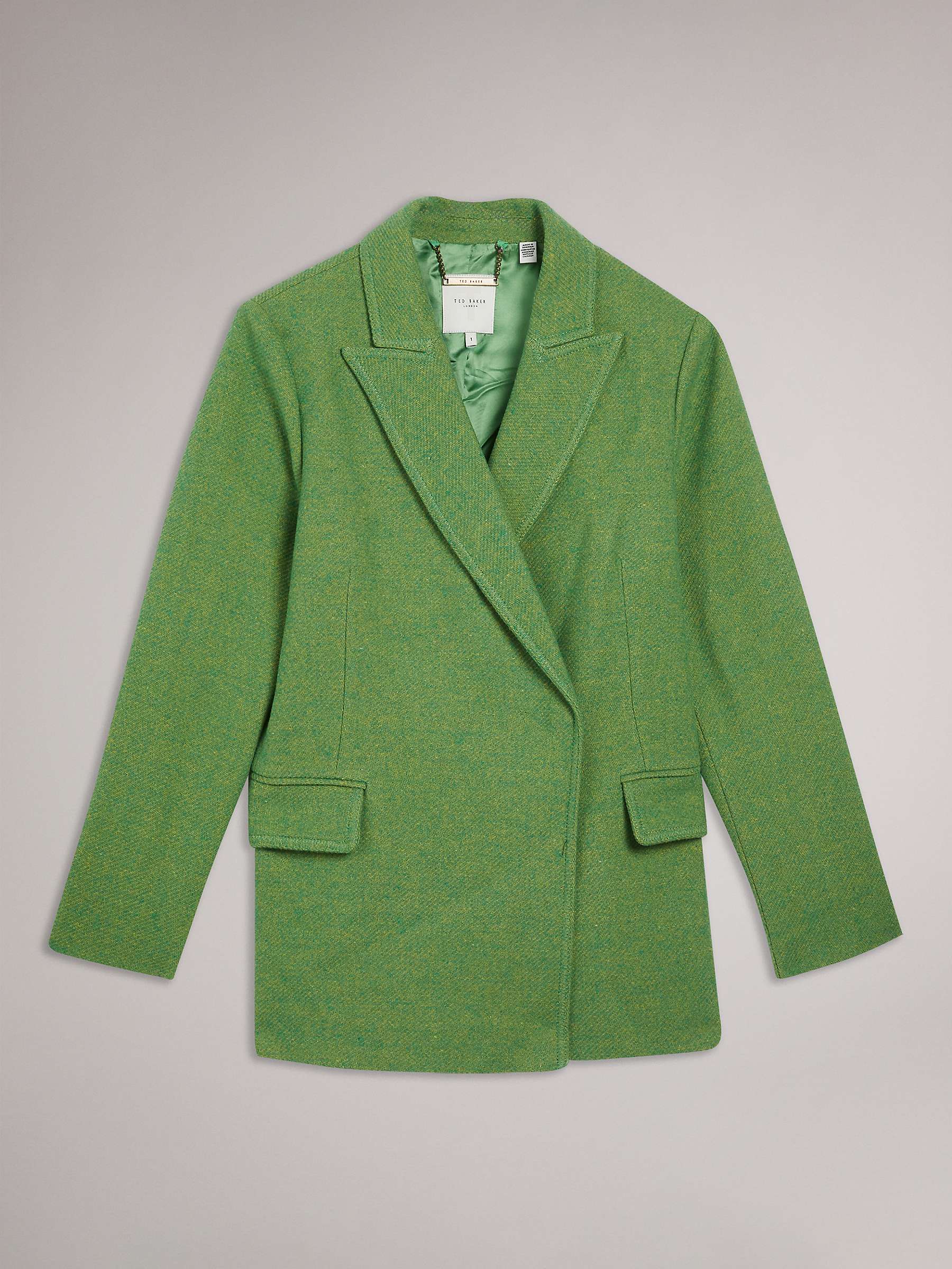 Buy Ted Baker Rachill Oversized Double Breasted Wool Blend Blazer Coat, Mid Green Online at johnlewis.com
