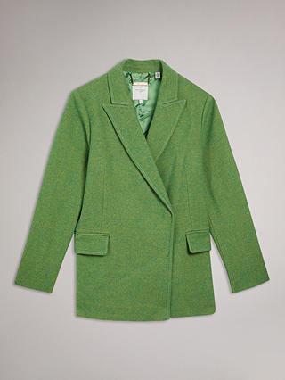 Ted Baker Rachill Oversized Double Breasted Wool Blend Blazer Coat, Mid Green