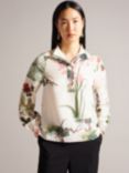 Ted Baker Jaynia Floral Stand Collar Top, Natural Ivory/Multi